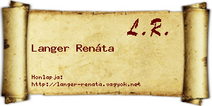 Langer Renáta névjegykártya